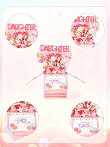 1pc "Happy Birthday To My Daughter" 3D Pop-Up Greeting Card, Personalized Birthday Card With Envelope, Creative Gift, Party Decoration Memento For Parents To Give To Daughter, Baby Growth Milestone, Infant Birthday Party Decor, Birthday Gift For Daughter - Card - View 6