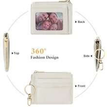 Sodsay Card Case Slim Front Pocket Wallet For Women Credit Card Holder With Keychain - CH Trắng - Xem 4