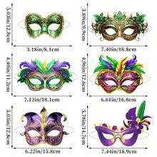 6pcs Brazilian Carnival Masquerade Party Decoration Masks, Costume Ball Play Props Masks - Multicolor - View 8