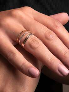 ORAZIO Stainless Steel Rings For Women Men 18K White Gold Plated Stackable Statement Thin Plain Thumb Ring High Polished Wedding Band Ring Comfort Fit Size 4 To 12, 1mm 2mm 3mm 4mm 6mm - 銀色 - 查看 4