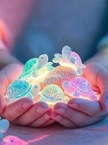 30-Pack Glow-In-The-Dark Mini Resin Turtle Statues, Cute Little Turtles Loose Set For Ocean-Themed Party Decorations & DIY Garden Micro-Landscape Bead Crafts In Random Colors - Multicolor - View 2