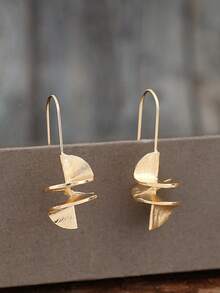 1 par de nuevos pendientes de aro metálico giratorio minimalista y de moda en color dorado - Dorado - Ver 2