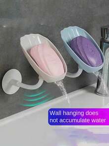 1/2 piezas Plato de jabón con forma de concha, estante de pared para jabón con drenaje, caja de jabón creativa, mantiene el jabón seco y limpio, fácil de limpiar, estante de pared para baño, prolonga la vida útil del jabón - Multicolor - Ver 2