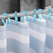 Blue Shower Curtain Hooks - 12 Pcs Circular Plastic Shower Curtain Rings For Bathroom - O Shaped Transparent Aqua Blue Shower Hooks Rings For Shower Curtain Rod,TransparentAquaBlue - 透明水藍色 - 查看 6