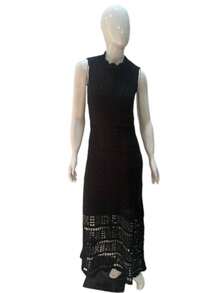 Vestido Tricot Longo Rendado Com Forro Chique Formatura Festa Reveilon Tam M - Preto - Visão 2