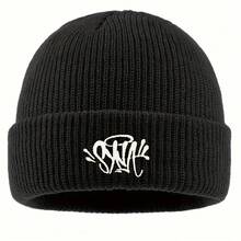 1pc Autumn/Winter Outdoor Casual Embroidered Knitted Hat, Unisex - Sporty Style, Thickened Warm Hat For Fishing Enthusiasts, Brimless Hat - Perfect Gift For Wife, Girlfriend, Boyfriend, Father, Or Mother (Beanie/Beanie) - Grey - View 1