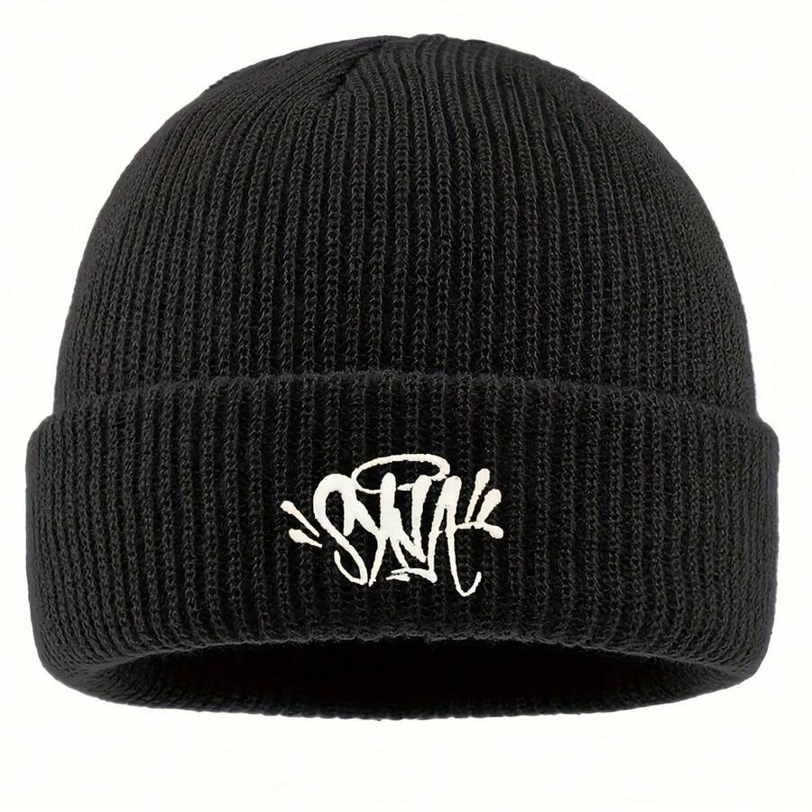 1pc Autumn/Winter Outdoor Casual Embroidered Knitted Hat, Unisex - Sporty Style, Thickened Warm Hat For Fishing Enthusiasts, Brimless Hat - Perfect Gift For Wife, Girlfriend, Boyfriend, Father, Or Mother (Beanie/Beanie) - Grey - View 1