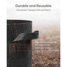 Bolsas de cultivo de 2 galones, tela de aireacin gruesa de 300 g, asas incluidas, para un crecimiento robusto de plantas - negro - - Ver 6