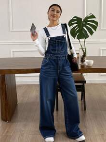 Livesso Women Denim Overalls & Jumpsuits - Biru - View 3