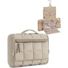 WSXC  Travel Toiletry Bag Extra Large Full-Open Hanging Toiletry Bag For Women Puffy Cosmetic Makeup Bag Organizer With Handle For Accessories Essentials Toiletries Brown - 棕色 - 查看 1