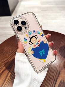 Paul Frank Officially Licensed Transparent Space Phone Case, Full Body Shockproof Camera Protection, Cartoon Monkey Colorful Letter Pattern, New Design Compatible With IPhone 13/14/15/16/17 Pro Max - Multicolor - View 4