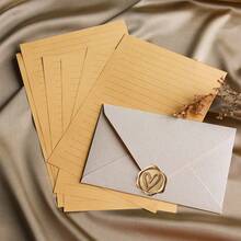 10/20/50/100 piezas Sobres con textura de lino blanco, sobres para invitaciones de boda, sobres para empaquetar tarjetas/cartas/postales con pegatinas de sello de cera - Blanco - Ver 3