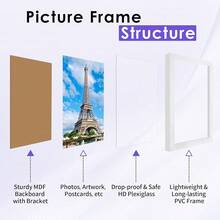 8.5 By 11 Picture Frame White 10PK, Picture Frames 8.5 X 11 With Shatterproof HD Plexiglass, Horizontal And Vertical Wall Hanging Photo Frames For Photo, Poster, Certificate, Magazine,8.5''x11'',White*10 - 白色*10 - 查看 4