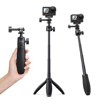  TELESIN Mini Selfie Stick Tripod, 360° Roetation Ball Head Quick Release Selfie Sticks Handle Grip, Portable Vlog Monopod, 360° Adjustable Extended Pole For Gopro Hero OSMO Insta360 Action Camera Hand Grip Camera Accessories