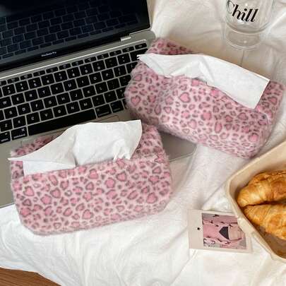 1个紫色豹纹纸巾盒，适用于厨房、客厅、卧室、浴室、餐厅、办公室、宿舍等场所 - 现代家居装饰