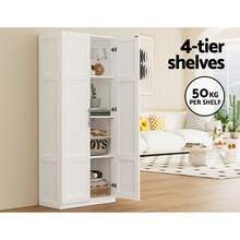 Artiss 2 Door Buffet Sideboard Cupboard Cabinet Pantry White - White - View 5