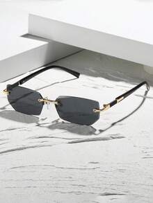 1副男士塑料金属小无框多色复古太阳镜，基础款时尚眼镜，适合户外旅行度假、派对装饰、热带海滩度假、日常休闲、节日礼物、外出装扮，适合所有脸型，时尚配饰 - 灰色 - 查看 6