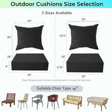 Outdoor Cushions Patio Furniture, Outdoor Cushion Set 24x 24x 5.75 Inch, Waterproof Fade Resistant Outdoor Chair Cushions, Deep Patio Chair Cushion With Removable Cover, Navy Blue - 黑色 + 24*24+5.75/25*22.5" - 查看 6