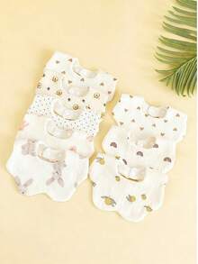 6 层纱布婴儿围兜防脏花瓣设计，婴儿口水围兜，新生儿防吐围兜 - 彩色 - 查看 8