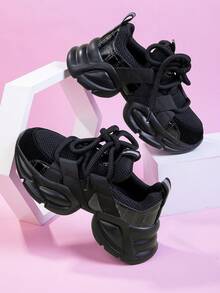 女士休闲运动鞋 - 厚底设计，时尚耐穿，适合所有季节 - 黑色 - 查看 4