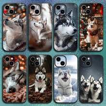 Funda de Teléfono Divertida de Perro Husky compatible con  12 13 14 15 16 17 Pro Max Plus, Carcasa Suave Negra Clásica, Cubierta compatible con funda de  17 pro max, funda de  17 pro, funda de  17, funda de  16 pro max - z6 - Ver 2