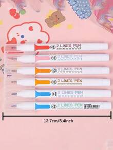 3pcs Dual-Tip Colorful Markers - Vibrant 3D Effect, Ideal For Art, Office & School Projects, Drawing Pens, Fantasy Dual-Line Markers, Highlighters, Planner Pens, Student Note-Taking - Multicolor - View 12