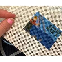 Hand Painted Needlepoint Canvas: Fly Fishing Luggage Tag, Custom Initials, (2x3in), Beginner Self Finish - Canvas Only (CA$66.25) - View 10