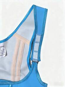 1pc Women's Snap Button Zipper Waist Trainer Corset Belt, Fitness Waist Cincher - Baby Blue - View 4