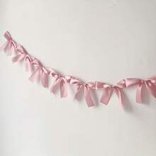 1/8 INS Bowknot Ribbon Garland Flag Princess Room Wall Hanging Decoration Flag Decoration Party Banner Photo Prop Party Decoration - 粉色 - 查看 1