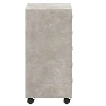 Drawer Cabinet With Castors Concrete Grey Engineered Wood - Grey - View 7