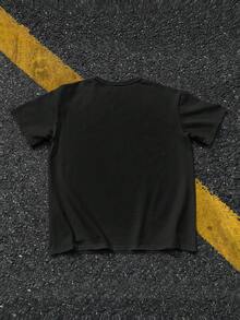 NEON DUSK Men's Black American Fashion Letter Graphic Printed Round Neck Short Sleeve T-Shirt, Casual, Streetwear, Commute - Black - View 2