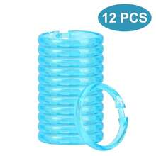 Blue Shower Curtain Hooks - 12 Pcs Circular Plastic Shower Curtain Rings For Bathroom - O Shaped Transparent Aqua Blue Shower Hooks Rings For Shower Curtain Rod,TransparentAquaBlue - 透明水藍色 - 查看 8
