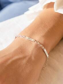 1 pezzo Braccialetto mini personalizzato con nome inciso, braccialetto con ciondolo e catena delicata a fermaglio, possibilità di personalizzare fino a 3 nomi, braccialetto personalizzato multi-nome, braccialetto minimalista, braccialetto personalizzato, braccialetto da donna, gioiello personalizzato, regalo per la fidanzata, San Valentino, Natale, Capodanno, compleanno e anniversario, regalo di compleanno per la mamma - Multicolore 2 - Visualizzare 10