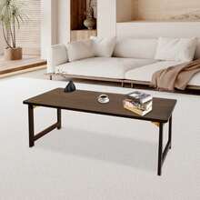 Folding Floor Table, Foldable Coffee Table, Sitting Dining Table 31.5*15.75*11.81in - Walnut Color - View 2