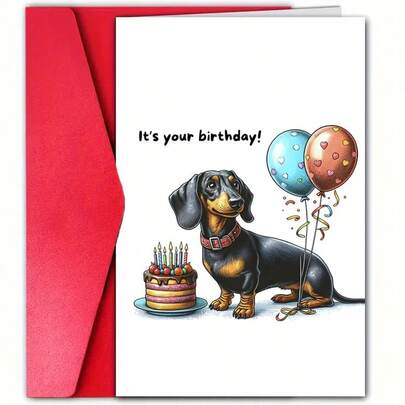 1张长腿狗生日贺卡，幽默通用贺卡，适合所有人，纸质，带信封，适合送给家人、朋友，独特的感谢卡和生日庆祝卡