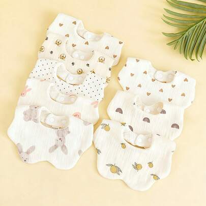 6 层纱布婴儿围兜防脏花瓣设计，婴儿口水围兜，新生儿防吐围兜