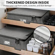 China Storage Containers Cup And Mug Storage Box With Hard Shell And Dividers For Coffee Mugs Tea Cups And Glasses Stackable Storage Organizer With Lid Zipper And Handles 2 PCS Grey - Grey2pcs - View 5