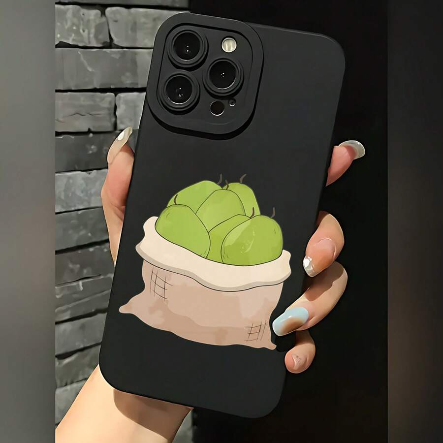 2026 nueva funda de teléfono esmerilada, funda de teléfono con diseño de manzanas verdes en cesta para 17 15 Pro Max 17 14 Pro 17 13 Galaxy S23 S22 S21 protector de teléfono funda de pareja regalo para novio novia día de San Valentín regalo de cumpleaños - Blanco antiguo - Ver 1