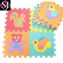 Alfombrilla de espuma con empalme para suelo, diseño de rompecabezas, antideslizante, para dormitorio (se envían al azar) - Multicolor - Ver 3