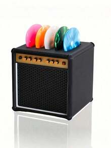 1-Piece Guitar-Shaped Pick Holder – Portable Guitar Speaker-Style Organizer, Fits Up To 5 Guitar Picks (5 Random-Colored Picks Not Included). Sleek And Stylish Pick Case With Easy-Carry Design, A Popular Must-Have For Guitarists, Perfect As A Gift Option. - 黑色 - 查看 3