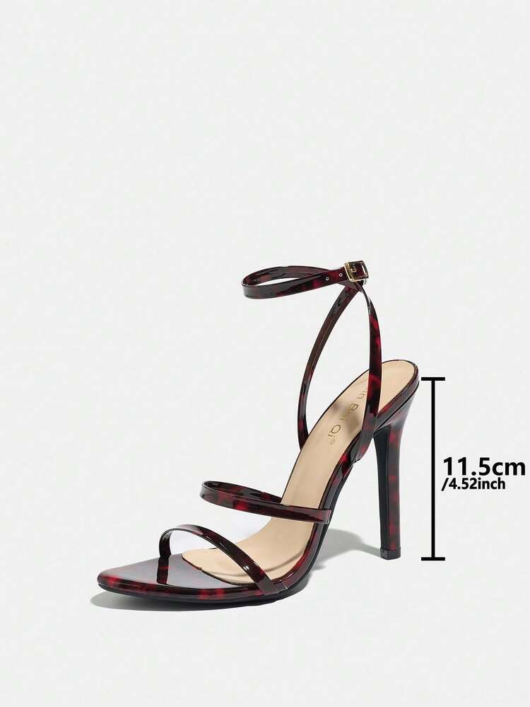 Women's Pointed Toe Minimalist Strap Patent Leather High Heel Sandals, Comfortable For Nightclub, Party, Outdoor Events, Elegant, Luxurious, Fashionable, Sexy, High-End, Suitable For Gatherings And Parties, Wine Red - Burgundy - View 3