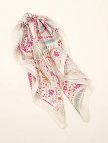 1pc Women's Fashion Printed Headscarf/Bandana, Suitable For Daily Use - Beige - View 5