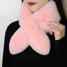 1PC Valentine's Day Warm Scarf, Faux Rabbit Fur Thickened Warm Neck Warmer - Versatile Neck Plush Scarf, Unisex Couple's Universal - Multicolor - View 4