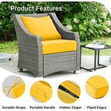 Outdoor Cushions Patio Furniture, Outdoor Cushion Set 24x 24x 5.75 Inch, Waterproof Fade Resistant Outdoor Chair Cushions, Deep Patio Chair Cushion With Removable Cover, Navy Blue - 黃 + 24*24+4/24*20" - 查看 5