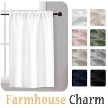 OWENIE White Short Curtains For Small Window 45 Inch Length 2 Panels Set For Bedroom Living Room Bathroomt Cabinet Basement, Light Filtering Textured Short Kitchen Curtains Over Sink, 30\ W By 45\ L,30inchWx45inchL(Packof2),White - 白色 - 查看 8