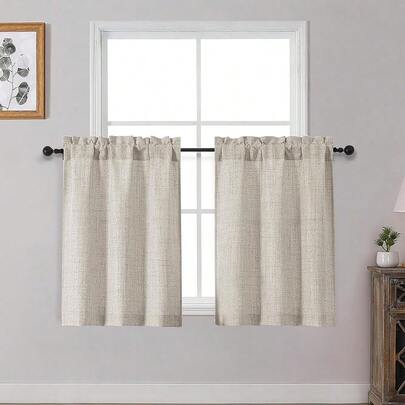 OWENIE Cortinas de lino para la cocina sobre el fregadero, juego de 2 paneles de 30 pulgadas de largo, cortinas cortas de café con textura que filtran la luz para ventanas de baño, cortinas pequeñas para armarios, sótano, caravana, 30" An x 30" L, 30 pulgadas de ancho x 30 pulgadas de largo (paquete de 2), lino
