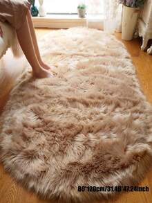 1入組實色毛茸茸地毯，現代亞克力地毯適用於臥室，房間裝飾 - 淺灰色 - 查看 4