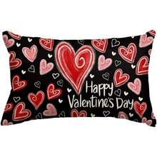 1 vỏ gối hình trái tim ngày Valentine, kích thước 12 x 20 inch, màu đỏ và đen, thích hợp cho kỷ niệm ngày cưới, dùng cho ghế sofa, họa tiết một mặt, không bao gồm ruột gối. - màu đen - Xem 6