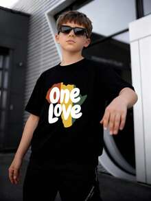 Tween Boys Casual Printed Crew Neck Short Sleeve T-Shirt, Summer Top - Black - View 7