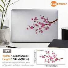1pc Laptop Sticker With Fresh Sakura Branch Design, Partial Laptop Sticker, Self-Adhesive, Easy To Apply And Remove, Durable, Suitable For Daily Office Use, Laptop Beautification, Decoration, And Personalization